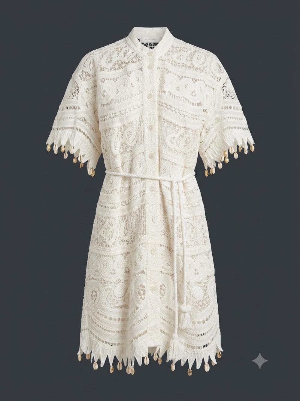 Zimmermann Wavelength Lace Shell Trim Dress AU 1 M Ivory Spring 2020 & slip